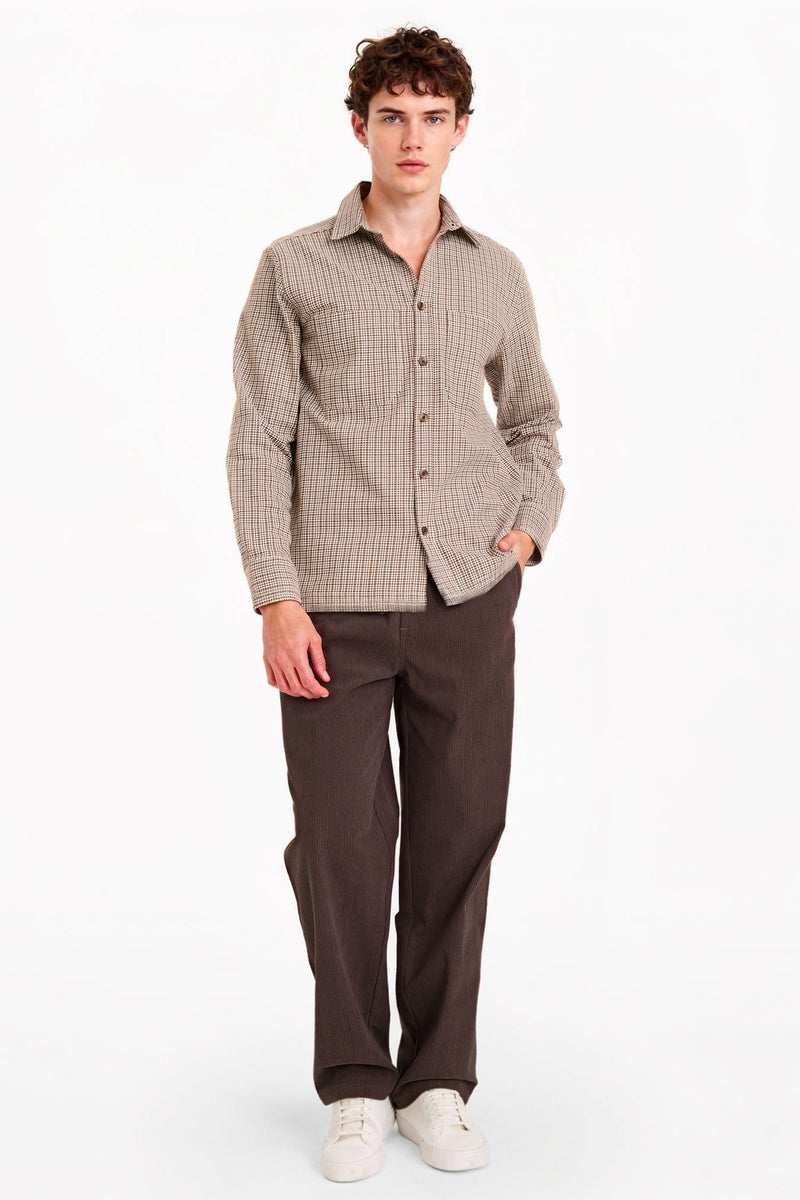 DeFacto Brown Man Flannel Patterned Shirt Casual - Image 2